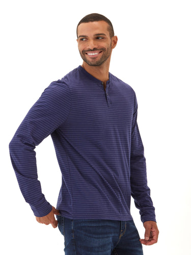 Torryn Triblend Stripe Jersey Long Sleeve Contrast Henley Mens Tops Tshirt Long Henley Threads 4 Thought