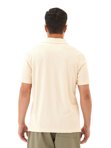 Darryn Jacquard Terry 2-Button Polo Mens Tops Tshirt Short Polo Threads 4 Thought