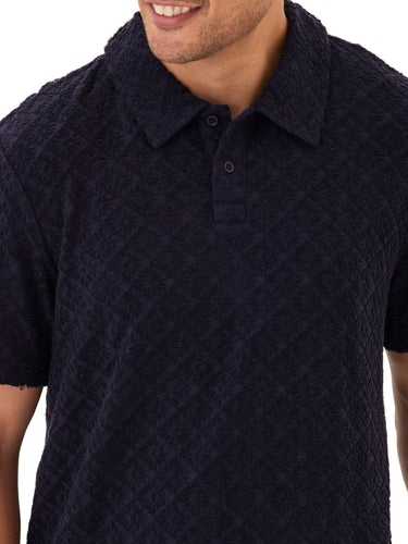 Darryn Jacquard Terry 2-Button Polo Mens Tops Tshirt Short Polo Threads 4 Thought