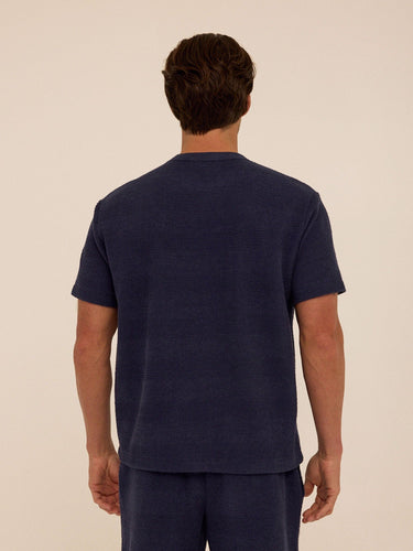Chadwick Jacquard Textured Stripe Relaxed Tee Mens Tops Tshirt Short Threads 4 Thought