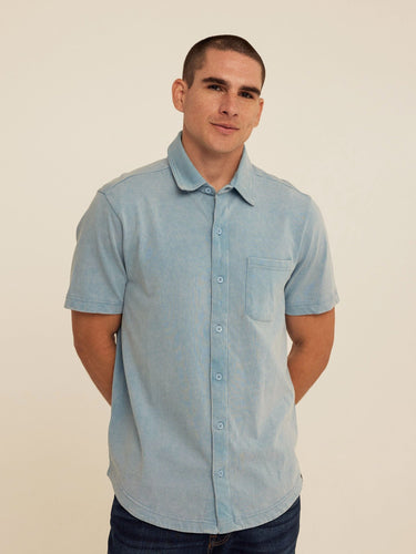 Dorian Mineral Wash Jersey Short Sleeve Button-Down Threads 4 Thought