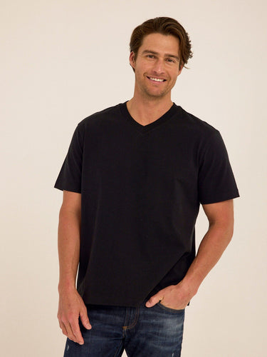 Roger Organic Cotton Relaxed V-Neck Tee Mens Tops Tshirt Short Threads 4 Thought