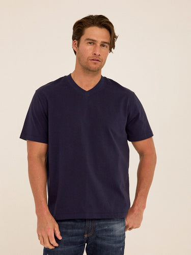 Roger Organic Cotton Relaxed V-Neck Tee Mens Tops Tshirt Short Threads 4 Thought