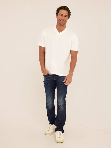 Roger Organic Cotton Relaxed V-Neck Tee Mens Tops Tshirt Short Threads 4 Thought
