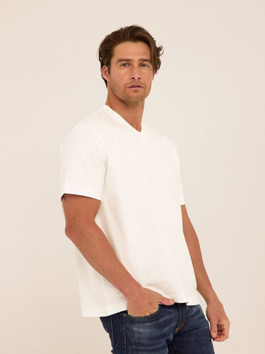 Roger Organic Cotton Relaxed V-Neck Tee Mens Tops Tshirt Short Threads 4 Thought