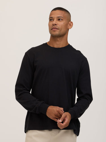 Bowery Essential Cotton Jersey Relaxed Fit Long Sleeve Tee Mens Tops Tshirt Long Threads 4 Thought