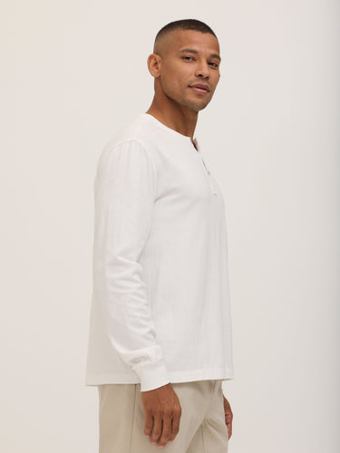 Doug Essential Jersey Long Sleeve 3-Button Henley Mens Tops Tshirt Long Henley Threads 4 Thought