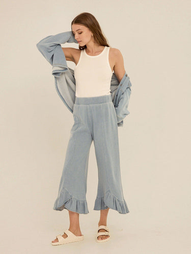 Blaire Denim Terry Button-Down Womens Tops Long Shirt Threads 4 Thought