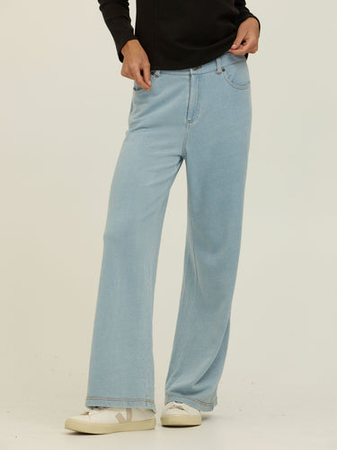 Krystal Denim Terry Wide Leg Pant Womens Bottoms Pants Threads 4 Thought