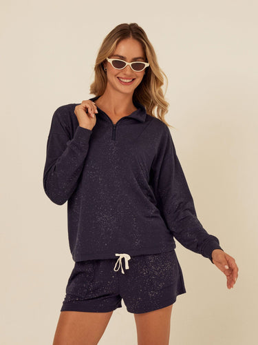 Nyla Spray Wash Modal Terry Half-Zip Pullover Womens Outerwear Sweatshirt Threads 4 Thought