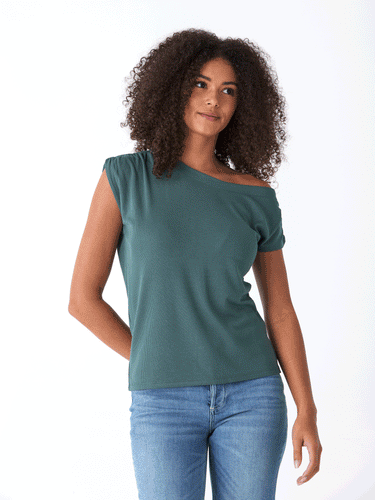 Leoni Off-Shoulder Feather Rib Top Womens Tops Short Threads 4 Thought