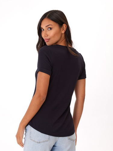 Akia Feather Rib Henley Tee Womens Tops Short Threads 4 Thought
