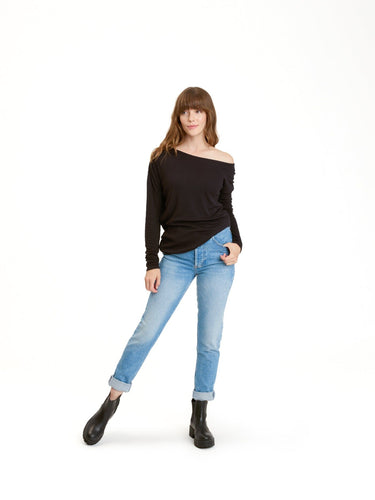 Leoni Feather Rib Long Sleeve Womens Tops Long Threads 4 Thought