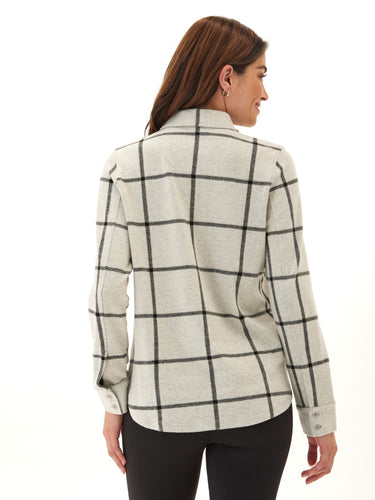 Kandyce Prairie Plaid Knit Fleece Button-Up Womens Tops Long Shirt Threads 4 Thought