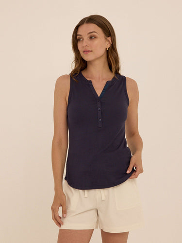 Akia Feather Rib Henley Tank Womens Tops Tanks Threads 4 Thought