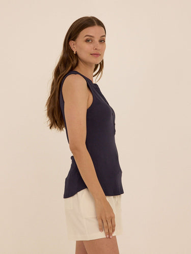 Akia Feather Rib Henley Tank Womens Tops Tanks Threads 4 Thought