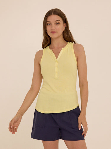 Akia Feather Rib Henley Tank Womens Tops Tanks Threads 4 Thought
