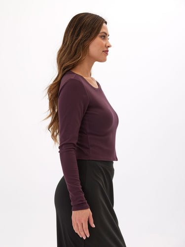 Guadalupe Luxe Rib Long Sleeve Crop Tee Womens Tops Long Tee Threads 4 Thought