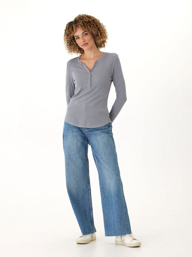 Akia Feather Rib Long Sleeve Henley Threads 4 Thought