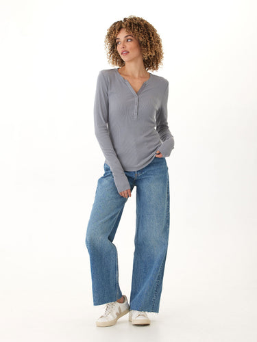 Akia Feather Rib Long Sleeve Henley Threads 4 Thought
