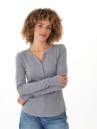 Akia Feather Rib Long Sleeve Henley Threads 4 Thought