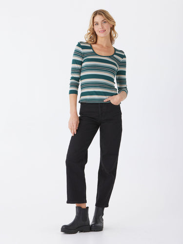 Nikita Yukon Stripe Feather Rib 3/4-Sleeve Tee Womens Tops Long Shirt Threads 4 Thought