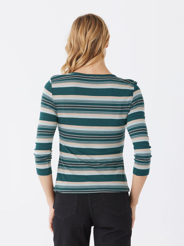 Nikita Yukon Stripe Feather Rib 3/4-Sleeve Tee Womens Tops Long Shirt Threads 4 Thought