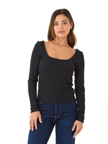 Yvette Feather Rib Square Top Womens Tops Long Tee Threads 4 Thought