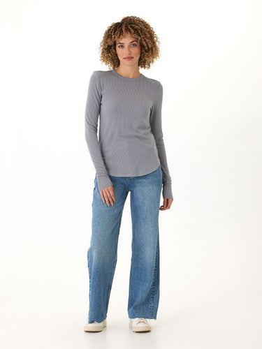 Torri Feather Rib Long Sleeve Crew Tee Womens Tops Long Shirt Threads 4 Thought