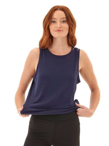 Desirae Tencel Jersey Twist Shoulder Tank Womens Tops Tanks Threads 4 Thought