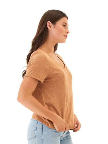 Leonora Textured Slub Jersey Ruched Vneck Top Threads 4 Thought