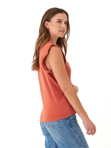 Marley Textured Slub Jersey Flutter Sleeve Top Womens Tops Short Shirt Threads 4 Thought