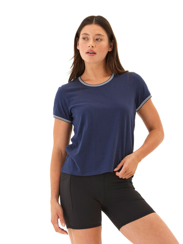Jordana Comfort Jersey Trim Detail Tee Womens Tops Short Tee Threads 4 Thought