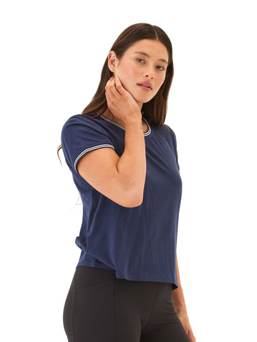 Jordana Comfort Jersey Trim Detail Tee Womens Tops Short Tee Threads 4 Thought