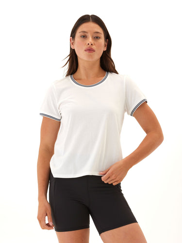 Jordana Comfort Jersey Trim Detail Tee Womens Tops Short Tee Threads 4 Thought