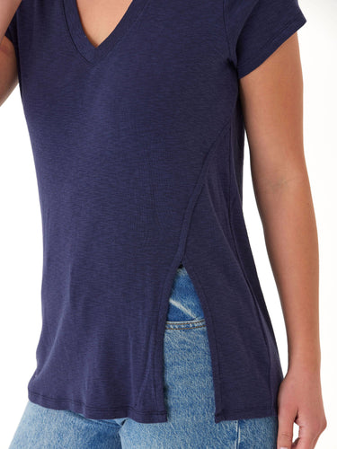 Agatha Textured Slub Jersey Slit Tee Womens Tops Short Shirt Threads 4 Thought
