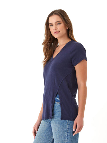 Agatha Textured Slub Jersey Slit Tee Womens Tops Short Shirt Threads 4 Thought
