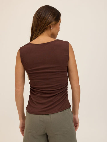 Brynlee Feather Rib Ruched Top Threads 4 Thought