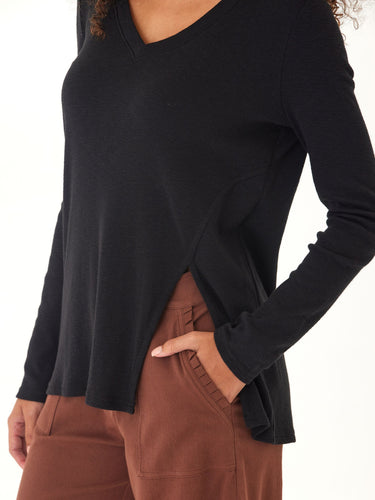 Agatha Textured Slub Jersey Slit Long Sleeve Threads 4 Thought