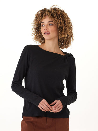 Francine Textured Slub Jersey Twist Long Sleeve Top Womens Tops Long Shirt Threads 4 Thought