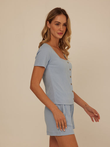 Jamila Smocked Jersey Short Sleeve Womens Tops Short Shirt Threads 4 Thought