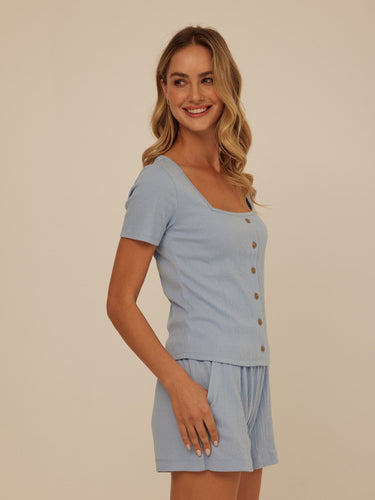 Jamila Smocked Jersey Short Sleeve Womens Tops Short Shirt Threads 4 Thought