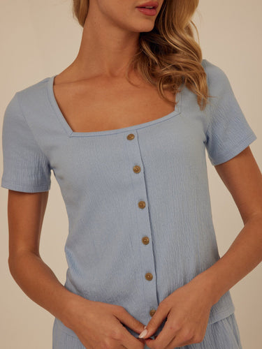 Jamila Smocked Jersey Short Sleeve Womens Tops Short Shirt Threads 4 Thought