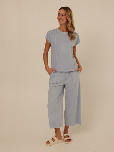 Alva Mineral Wash Eco Jersey Wide Leg Capri Pant Womens Bottoms Pants Threads 4 Thought