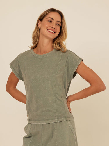 Laurie Mineral Wash Eco Jersey Tee Womens Tops Short Shirt Threads 4 Thought