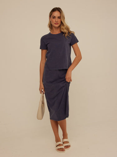 Adella Mineral Wash Eco Jersey Midi Skirt Womens Bottoms Skirt Threads 4 Thought