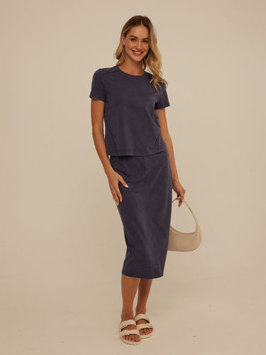 Adella Mineral Wash Eco Jersey Midi Skirt Womens Bottoms Skirt Threads 4 Thought