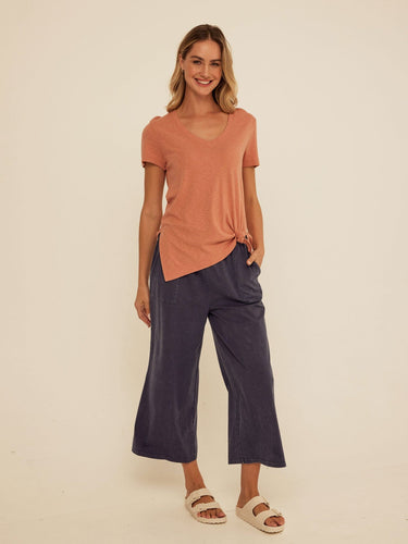 Norma Textured Slub Jersey Knotted Tee Womens Tops Short Tee Threads 4 Thought