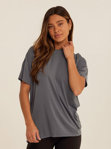 Andie Tencel Jersey Relaxed Tee Womens Tops Short Tee Threads 4 Thought