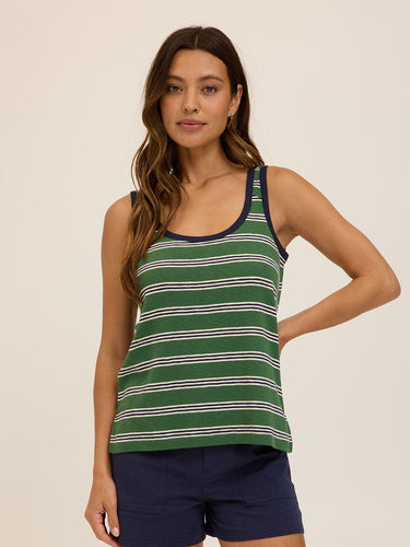 Madelena Tripoli Stripe Textured Slub Jersey Tank Threads 4 Thought